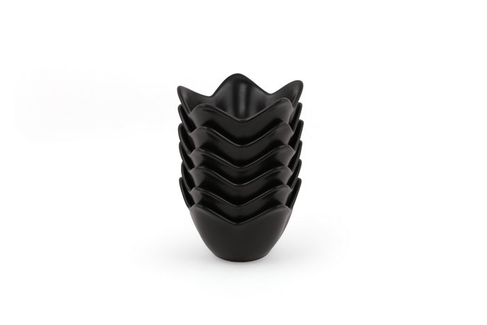 Hermia Juego de 6 Cuencos de Cerámica Negro Mate 270 ml